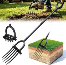 Broadfork Spading Tool for Gardening 5-Tine Heavy Duty Garden Fork for Digging