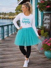 Women's Turquoise Green Tutu Skirt 3-Layer Tulle Ballet Skirt for Halloween Co