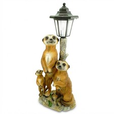 Erdmännchen Familie mit Solarlaterne Gartenfigur Geschenkidee 51 cm Tierfigur 