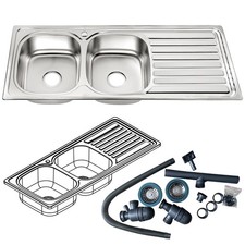 B Ware / 120CM acero inoxidable doble fregadero empotrado izquierdo fregadero de acero inoxidable fregadero de cocina 9