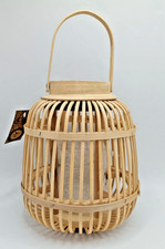 BAMBUS HÄNGENDE KERZENHALTER LATERNE - NATÜRLICHE SAMMLUNG. 13,5" GESAMTHÖHE