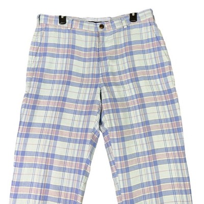 Brooks Brothers Baird McNutt Irish Linen Plaid Summer Chino Pants Mens 36x30