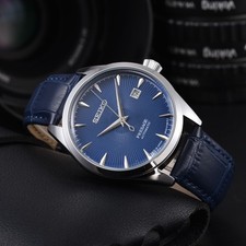 Seiko mens mechanical movement with blue dial...