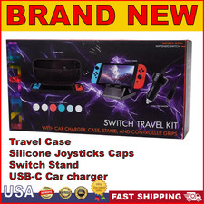 Nintendo Switch Travel Kit With Car Charger Case Stand Controller Grips NEW