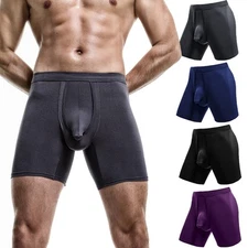 1-2 Pack Men Underwear Separate Penis Ball Pouch Comfy Anti-Chafing Boxer Shorts