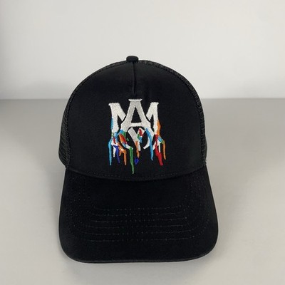 Amiri MA Snapback Trucker Hat Cap Black One Size Multicolor