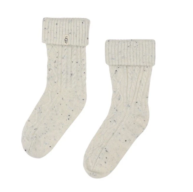 Ugg L71210 Women's Cream Shaye Rain Boot Tall Knit Socks Shoe Size 5-10