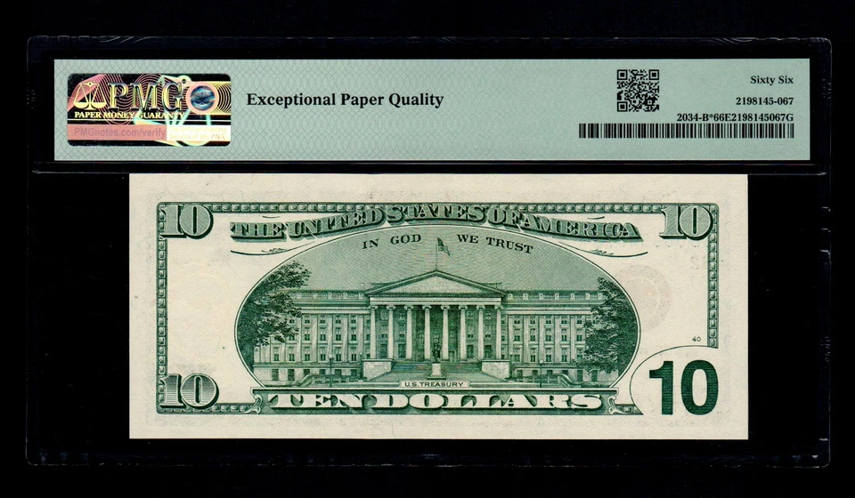 STAR 1999 $10 Federal Reserve Note New York PMG GEM UNC 66 EPQ - Image 2 of 2