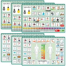 6 Pcs Communication Board for Nonverbal Adults Aphasia Colorful Picture Symbol