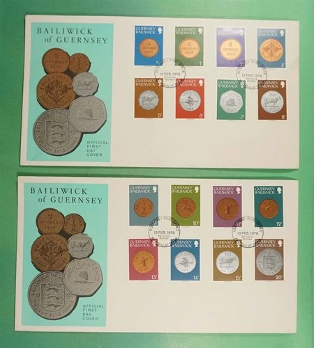 DR WHO 1979 GB GUERNSEY BAILIWICK 2 FDC COIN CACHET COMBO R31938