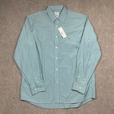 Camisa Lacoste Calce Clásico Para Hombre 44/XL Azul Verde Rayas Abotonadas Manga Larga