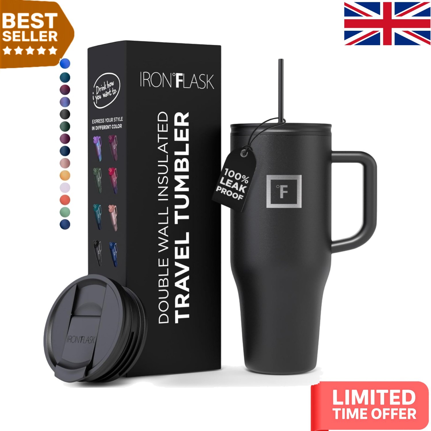 Leakproof 950ml Insulated Tumbler with Straw & Flip Lid - Perfect for Travels