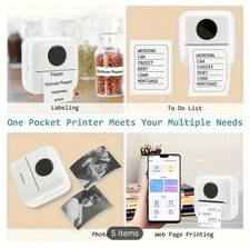 Portable Bluetooth Mini Thermal Label Printer Wireless Rechargeable USB Inkless