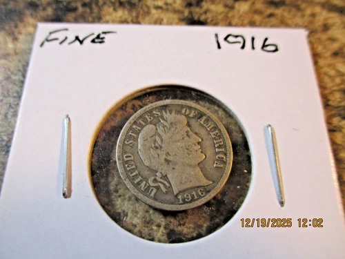 1916 BARBER DIME FINE    27