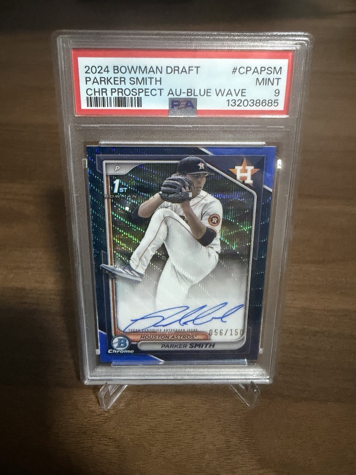 2024 Bowman Draft Chrome - Parker Smith 1st Auto Blue Wave Refractor /150 PSA 9