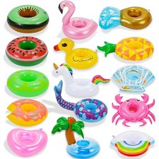 Inflatable Drink Holder, 15 Pack Drink Floaties for Pool, Pool Drink Floats f...