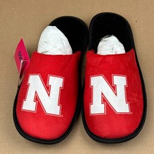 FOCO Nebraska Huskers NCAA Men's Size XL 13-14 Red Black Scuff Slippers