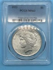 1923 $1 Peace Silver Dollar PCGS MS63 90% silver