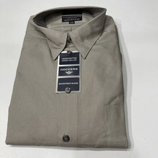 New NWT Dockers Microfiber Blend Long Sleeve Dress Shirt GRAY Large 16-16 1/2