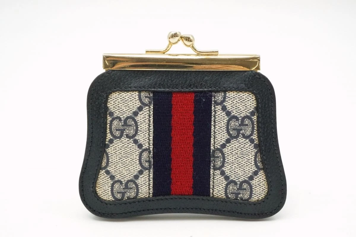 Old Gucci Accessoire Collection Pièce Étui Portefeuille Shelly Gg Grande Marine