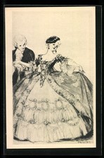 Artist postcard Hela Peters: card no. 198, the crinoline, at the festival 