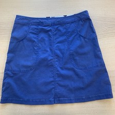 Boden Women&rsquo;s Blue Cotton A-Line Short Skirt w/ Zip Closure, Deep Front Pockets