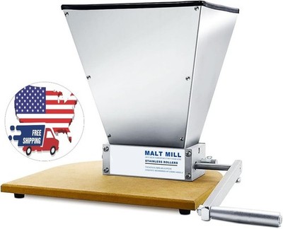 Molino de grano malteado - Trituradora de acero inoxidable de 2 rodillos NEW US