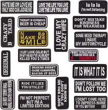 Sew or Iron on Embroidered Patches  20 Unique Designs Bold Slogans  Edgy Humor