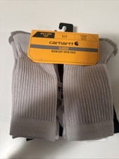 New Mens Carhartt Mid-Weight Crew Sock 6-Pack Blk/Wh/Grey Size 9-11.5 SC1156  M