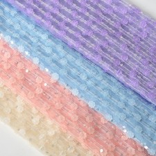 3D Lace Sequin Mesh Fabric Floral for Clothing Craft Shiny Tulle DIY Trim Sewing