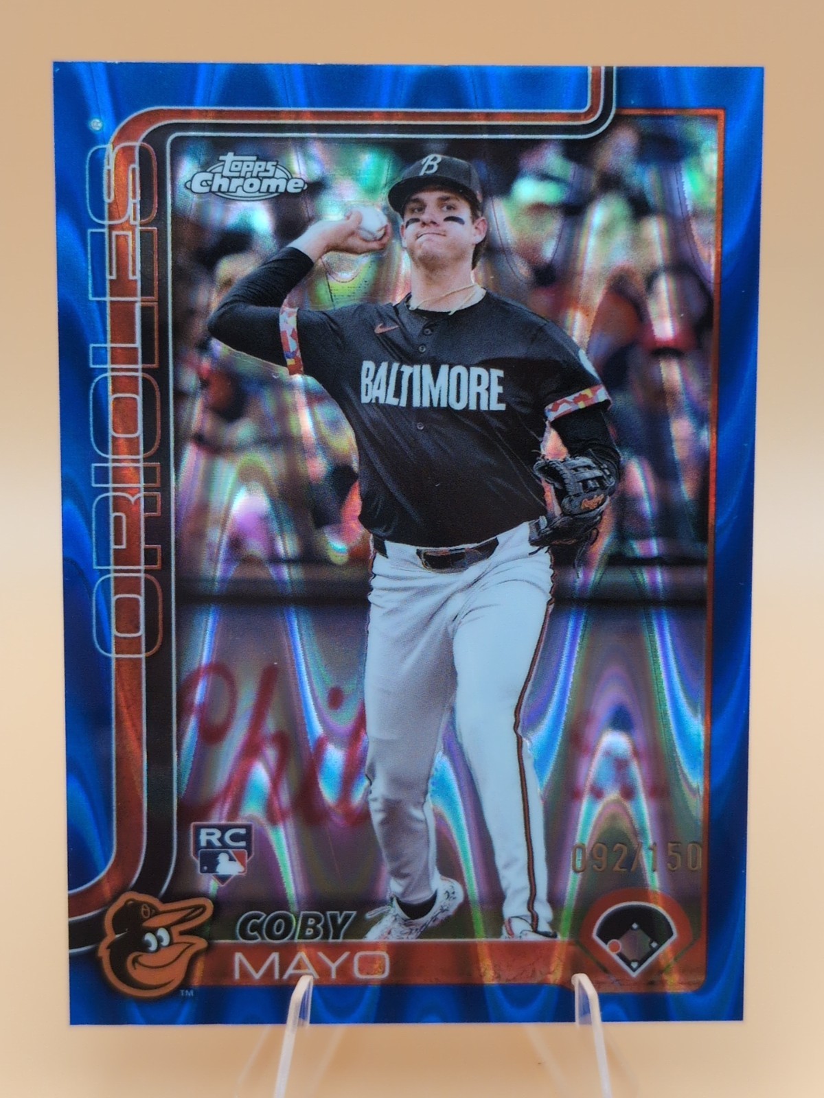 2025 Topps Chrome - Coby Mayo #120 Blue RayWave Refractor /150 (RC)