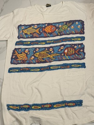 Wear Abouts One Size Fish Graphic Print Cotton Vintage 90s Apparel 