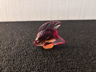 Satin Roter Fisch Aus Kristall Lalique