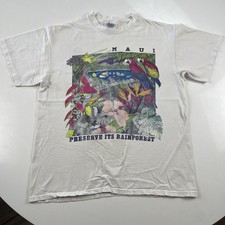 Vintage Hawaii Single Stitch Tee Shirt Men  s L 90s Neon Surf Maui Kona Kauai