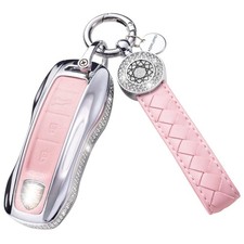 for Porsche Key Fob Cover with Keychain, Pink Key Case Protection Shell with ...