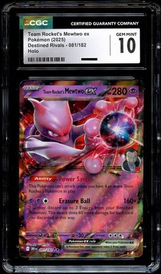 CGC 10 GEM MINT Team Rocket's Mewtwo Ex 081/182 HOLO RARE Pokemon