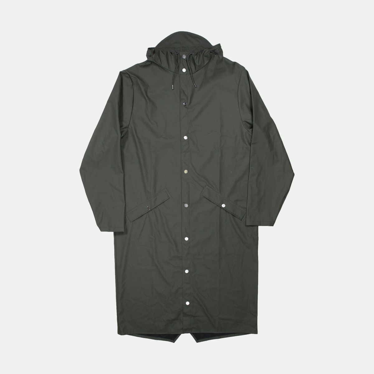 Rains Longer Jacket for Men Size M Long Green Polyester Waterproof Coat