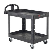Products 2-Shelf Utility/Service Cart, Medium, Black, Lipped Shelves, Ergonom...