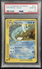 Pokemon 2003 Vaporeon Skyridge Holo #H31 PSA 10 Gem Mint 🐈‍⬛ 💎 - POP 115 on eBay
