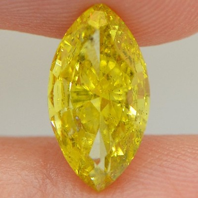Marquise Shape Diamond Fancy Yellow Color Loose SI1 Natural Enhanced 2.00 Carat