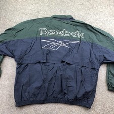 Vintage Reebok Jacket Mens XL Blue Green Full Zip Colorblock Windbreaker 90s
