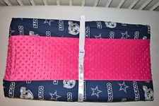 32" CHANGING PAD COVER M/W DALLAS COWBOYS  PINK MINKY DOT FLEECE FABRIC