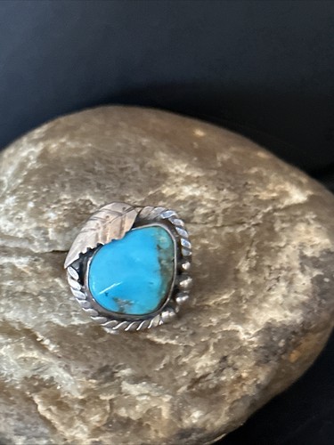 Blue Kingman Turquoise Navajo Sterling Silver Ring Size 5 14701 | eBay