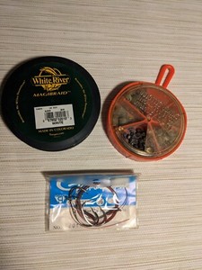 Vintage Fishing Tackle Box Items: Hooks: Sinkers: Line
