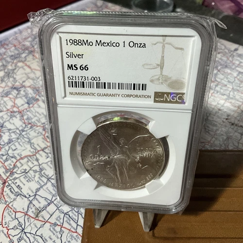 1988 Mexico Libertad 1 Oz. Silver Coin - NGC MS66