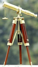 Brass Telescope 10'' with Wooden Tripod Stand Portable Home Decorative