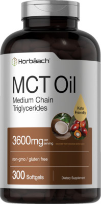 MCT Oil Softgels 3600 mg | 300 Softgels | Coconut Oil Pills | Keto | by Horbaach