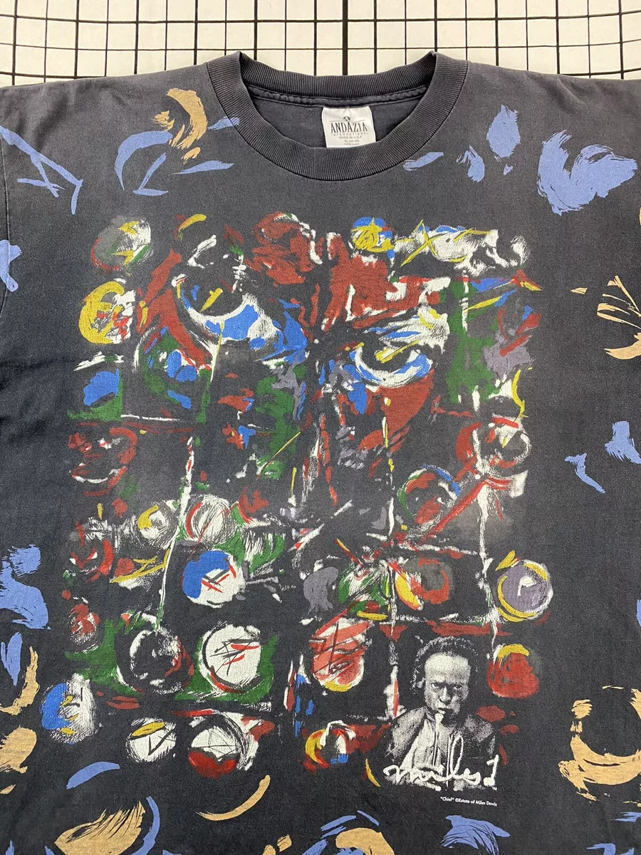 VINTAGE 90s MILES DAVIS T SHIRT XL ANDAZIA ART TEE JAZZ MUSIC PAINTER RARE