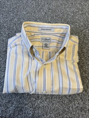 L.L. Bean Long Sleeve Button Up Wrinkle Resistant Shirt Size 16-32 Striped