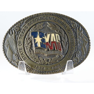 VTG 1986 Texas Sesquicentennial Belt&Buckle Set Texoma Leather & Brass 1836-1986 State of Texas Sesquicentennial 1836-1986 Texoma TL&B 1985  main image 4